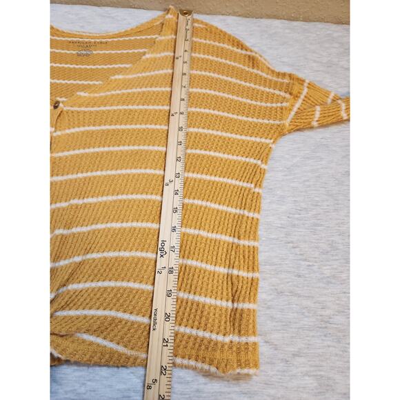 American Eagle Womens‎ Yellow White Striped Soft & Sexy Button Front Cardigan  S - Picture 6 of 6